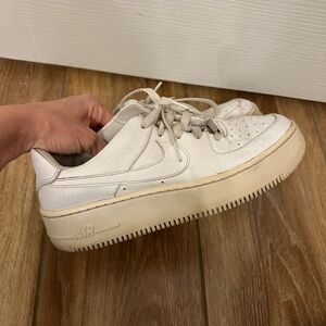 Nike White Low-Top Leather Sneakers with Cream Sole